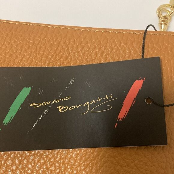 NWT Silvano Borgatti Leather Bag with Top Zipper, Tassel and Detachable Chain. - Picture 4 of 8